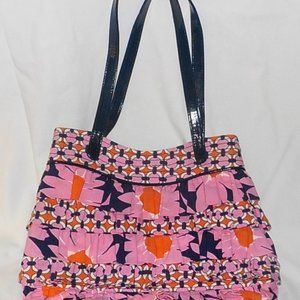 Vera Bradley purse pink blue ruffled medium EUC